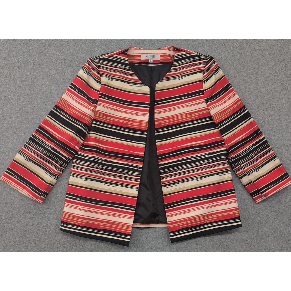 Kasper Separates Women's‎ Striped Open Front Blazer Jacket Size 8